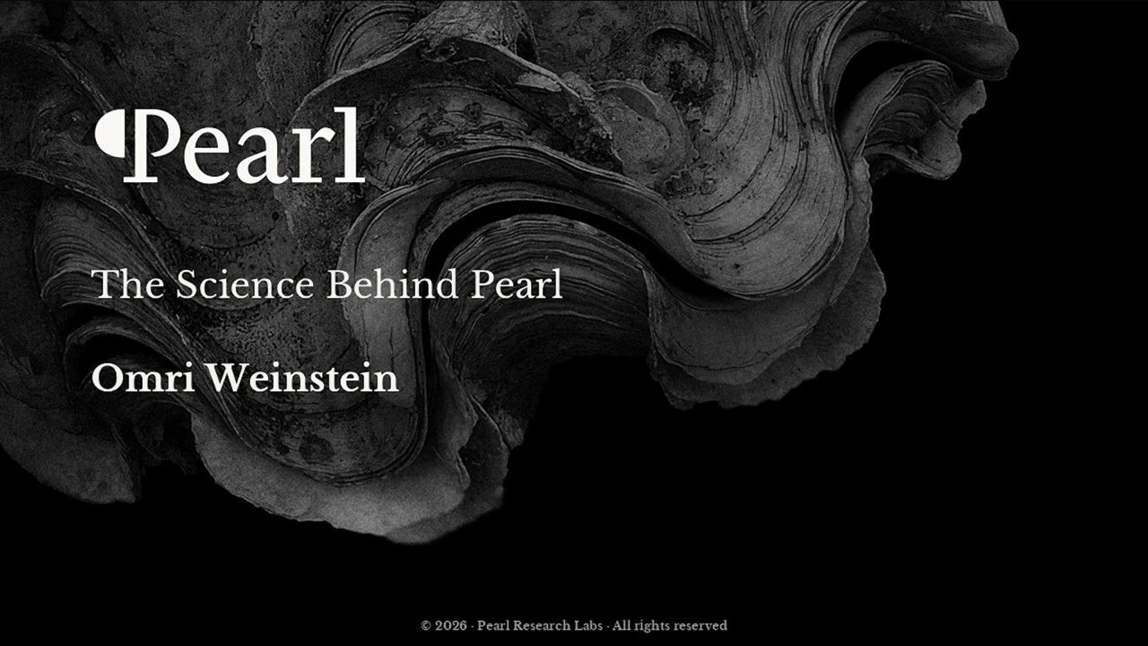 Keynote title slide reading The Science Behind Pearl, Omri Weinstein